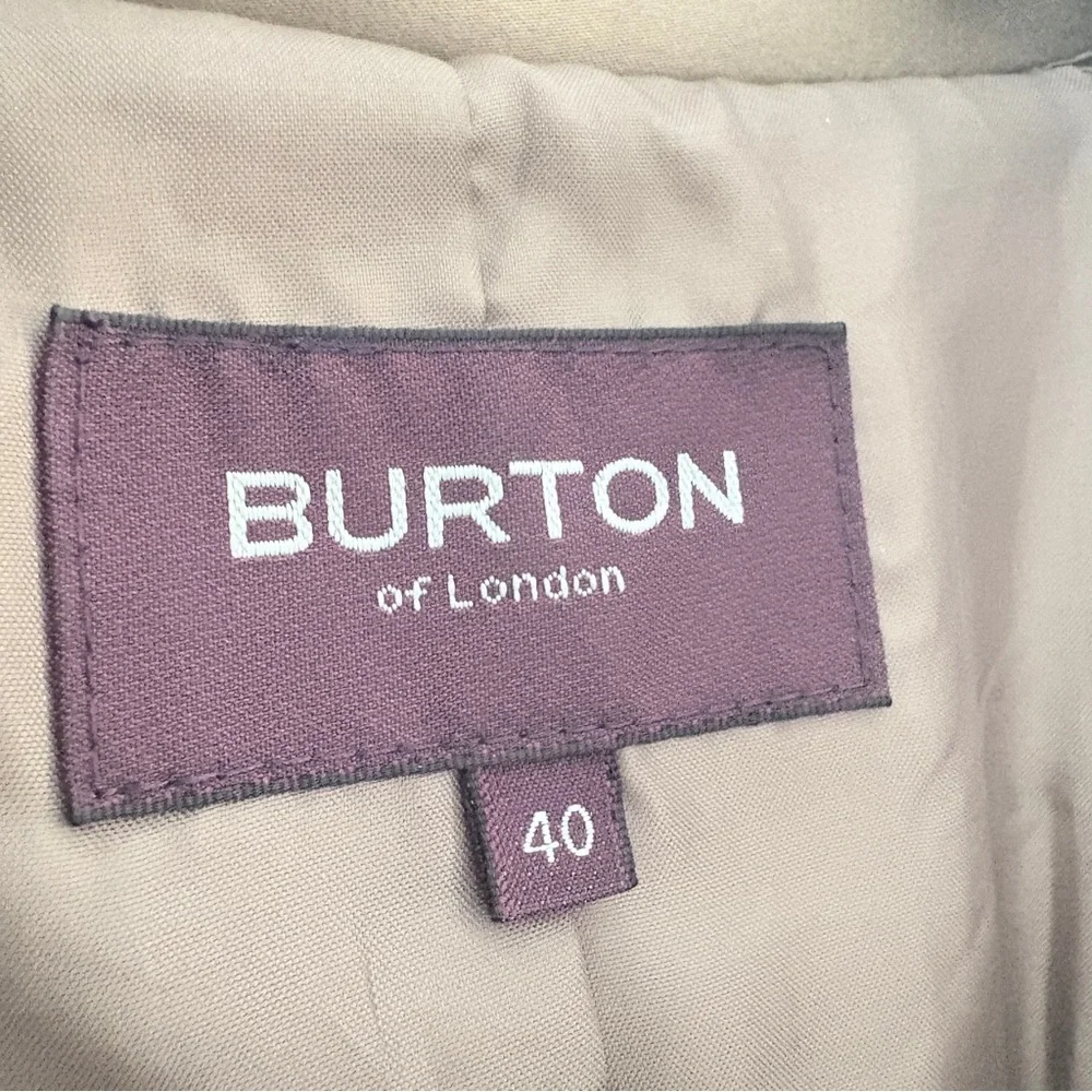 BURTON BY LONDON TAN  DOUBLE BREAST MID LENGHT TRENCH SIZE 40 - Picture 8 of 12